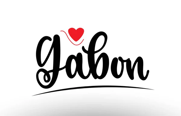 Gabon Paese Testo Con Cuore Amore Rosso Adatto Icona Logo — Vettoriale Stock
