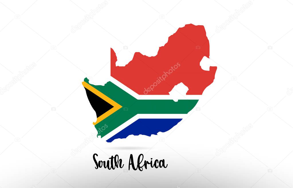 South Africa country flag inside country border map design suitable for a logo icon design