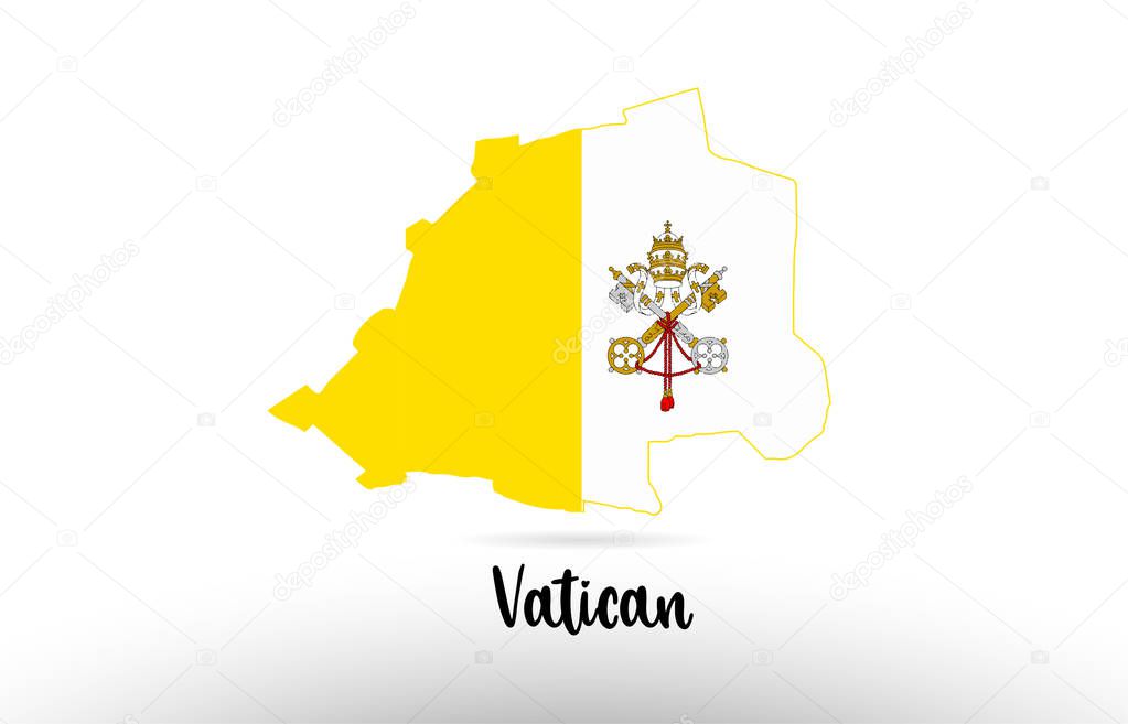 Vatican country flag inside country border map design suitable for a logo icon design