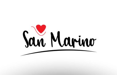 San Marino ülke metni bir logo ikonu veya tipografi tasarımı için uygun kırmızı aşk kalbi ile