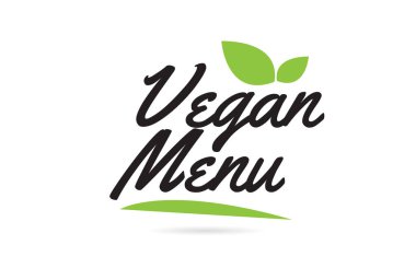 yeşil yaprak Vejetaryen menü el yazılı kelime metin için tipografi logo