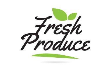 Taze Üretim elle yazılmış yazı karakteri tasarımı için yaprak ve siyah renkli bir yazı bir logo veya simge için kullanılabilir