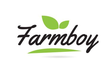 Çiftçi el yazısı yazı karakteri tasarımı için yaprak ve siyah renkli yazı bir logo veya simge için kullanılabilir