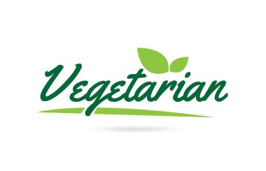 Yapraklı yeşil renkli tipografi tasarımı için vejetaryen el yazısı yazı metni bir logo veya simge için kullanılabilir