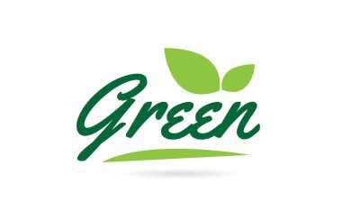 Yapraklı yeşil renkli tipografi tasarımı için yeşil el yazısı metin bir logo veya simge için kullanılabilir