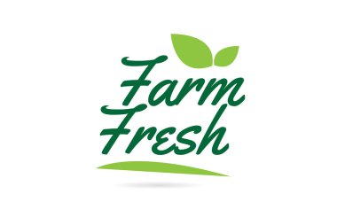 Yapraklı yeşil renkli tipografi tasarımı için Taze Çiftlik Kelime Metni bir logo veya simge için kullanılabilir