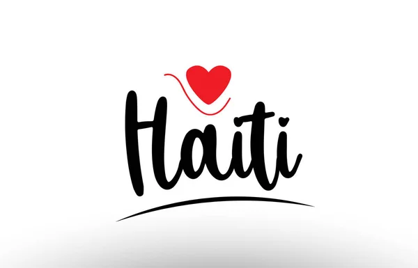 Haiti Country Text Red Love Heart Suitable Logo Icon Typography — Stock Vector