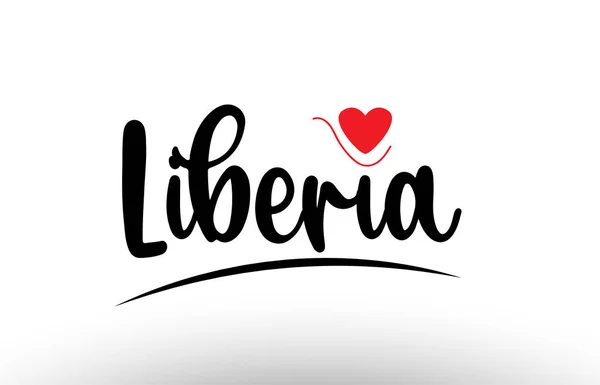 Liberia Country Text Con Cuore Amore Rosso Adatto Icona Con — Vettoriale Stock