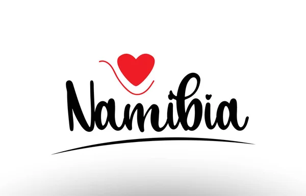 Namibia Ländertext Mit Rotem Liebesherz Passend Für Ein Logo Symbol — Stockvektor