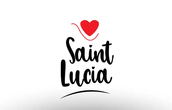 Santa Lucia Testo Country Con Cuore Amore Rosso Adatto Icona — Vettoriale Stock