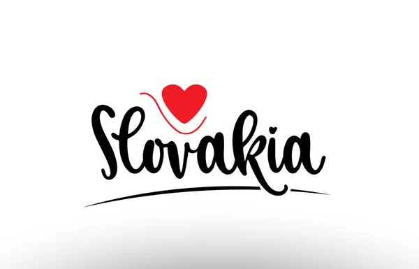 Текст Страны Словакии Красным Сердцем Любви Подходит Логотипа Иконки Типографского — стоковый вектор