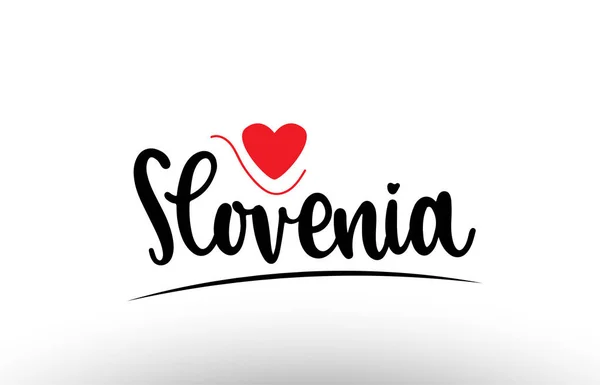 Slovenia Country Text Red Love Heart Suitable Logo Icon Typography — Stock Vector