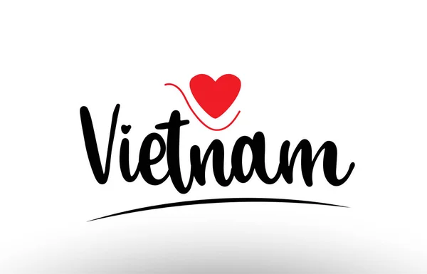 Vietnam Land Tekst Met Rode Liefde Hart Geschikt Voor Een — Stockvector