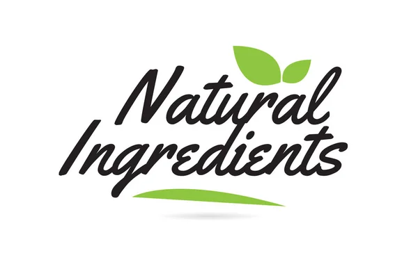 Natural Ingredients Written Text Typography Design Black Color Leaf Can — 스톡 벡터