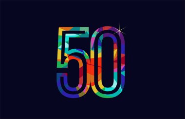 Renkli gökkuşağı numara 50 logo tasarımı bir şirket veya iş için uygun