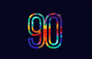bir şirket veya iş için uygun 90 numaralı renkli gökkuşağı logosu tasarımı
