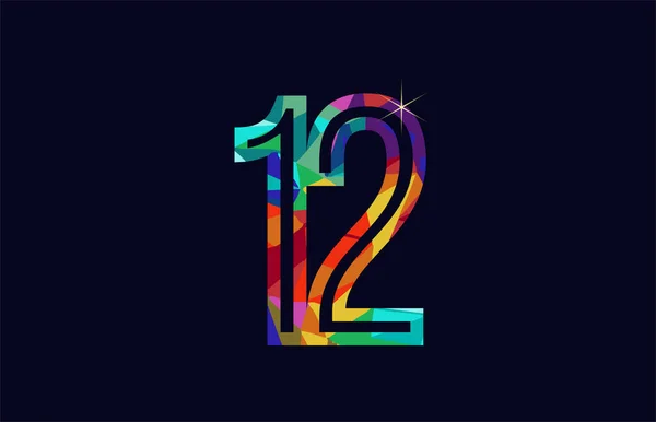 Renkli Gökkuşağı Numara Logo Tasarımı Bir Şirket Veya Için Uygun — Stok Vektör