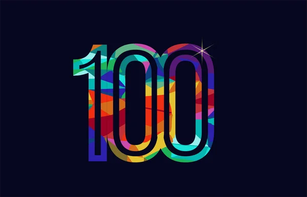 Barevná Duha Číslo 100 Logo Design Vhodný Pro Firmu Nebo — Stockový vektor