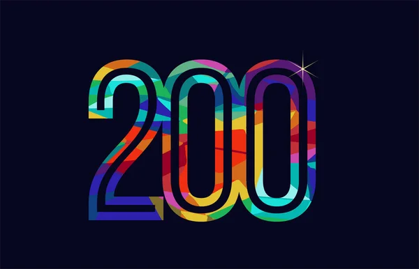 Warna Pelangi Nomor 200 Logo Desain Yang Cocok Untuk Perusahaan - Stok Vektor