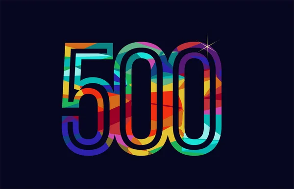 Кольорова Веселка Номер 500 Логотип Дизайн Підходить Компанії Або Бізнесу — стоковий вектор