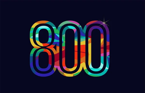彩色彩虹数字800标志设计适用于公司或企业 — 图库矢量图片
