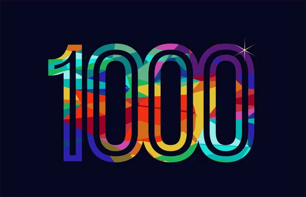 Barevné Duhové Číslo 1000 Logo Design Vhodný Pro Firmu Nebo — Stockový vektor