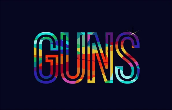 Pistolas Palabra Tipografía Diseño Colores Arco Iris Adecuado Para Logotipo — Vector de stock