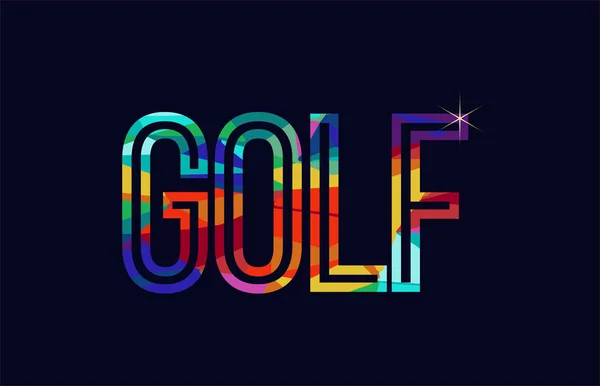 Palabra Golf Tipografía Diseño Colores Del Arco Iris Adecuado Para — Vector de stock