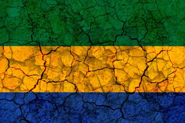 Gabon ülke bayrağı sembolü kırık bir grungy duvara boyalı. Kuraklık, sıkıntı, hiçbir yağmur veya ekonomik crysis kavramı