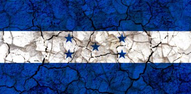 Honduras ülke bayrağı sembolü kırık bir grungy duvara boyalı. Kuraklık, sıkıntı, hiçbir yağmur veya ekonomik crysis kavramı
