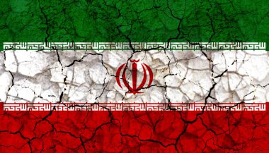 İran ülke bayrağı sembolü kırık bir grungy duvara boyalı. Kuraklık, sıkıntı, hiçbir yağmur veya ekonomik crysis kavramı