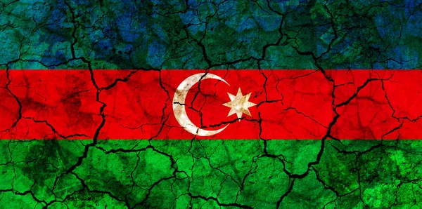Azerbaycan Ülke Bayrağı Sembolü Kırık Bir Grungy Duvara Boyalı Kuraklık — Stok fotoğraf