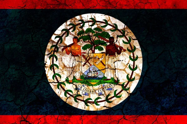 Belize Símbolo Bandera Del País Pintado Una Pared Gruesa Agrietada —  Fotos de Stock