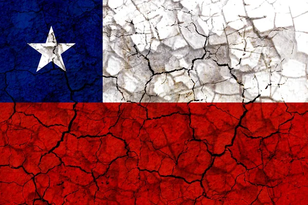 Symbol Vlajky Země Chile Namalované Popraskané Zdi Výstřední Pojmu Sucho — Stock fotografie
