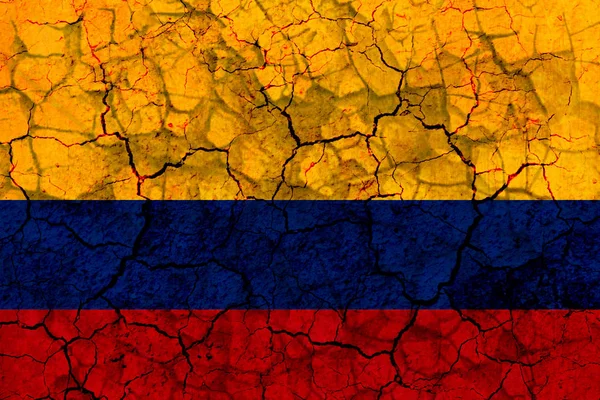 Colombia Country Flag Symbol Painted Cracked Grungy Wall Concept Drought — Stock Photo, Image