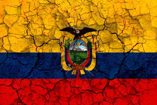 Ecuador Country Flag Symbol Painted Cracked Grungy Wall Concept Drought — Stock Photo, Image