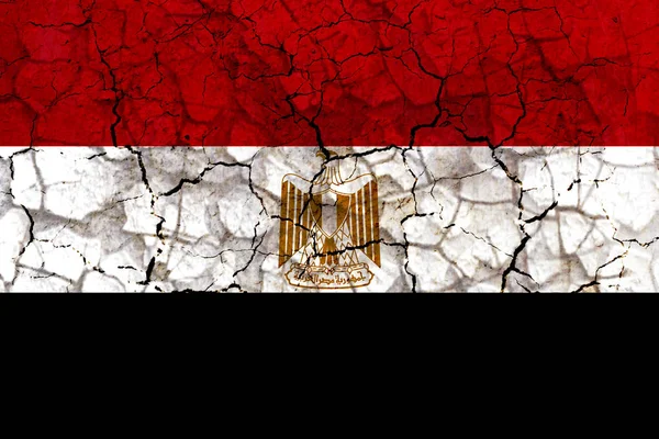 Mısır Ülke Bayrağı Sembolü Kırık Bir Grungy Duvara Boyalı Kuraklık — Stok fotoğraf