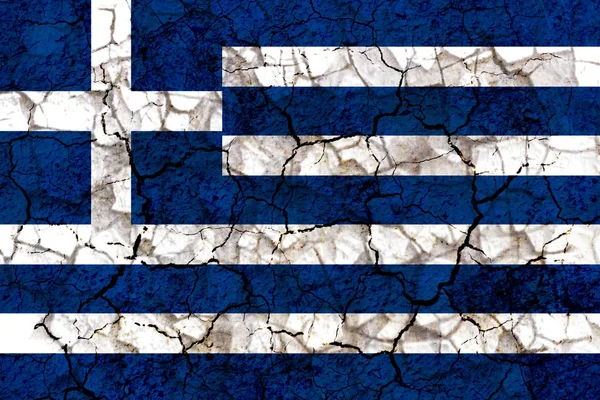 Greece Paese Bandiera Simbolo Dipinto Muro Grungy Incrinato Concetto Siccità — Foto Stock