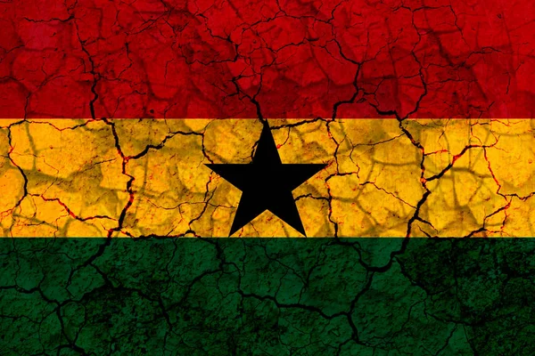 Das Symbol Der Ghana Landesflagge Das Auf Eine Rissige Grungige — Stockfoto