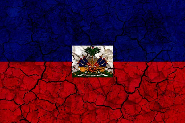 Haiti Land Flaggsymbol Målade Sprucken Grungy Vägg Begreppet Torka Umbäranden — Stockfoto