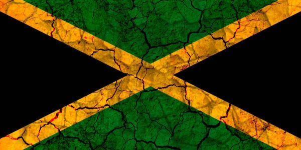 Jamaica Símbolo Bandera Del País Pintado Una Pared Gruesa Agrietada —  Fotos de Stock
