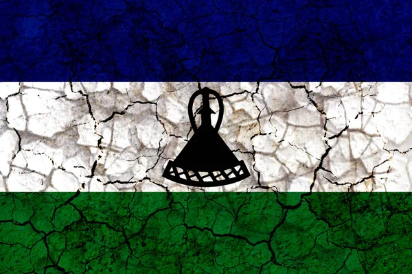 Символ Страны Лессото Нарисованный Потрескавшейся Грандиозной Стене Понятие Засухи Лишений — стоковое фото