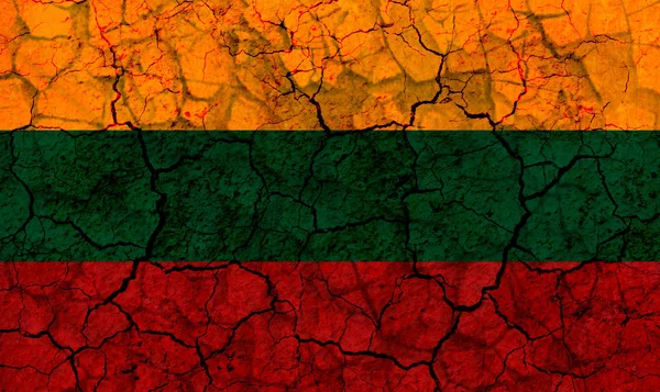Symbol Vlajky Země Litva Namalované Popraskané Zdi Výstřední Pojmu Sucho — Stock fotografie