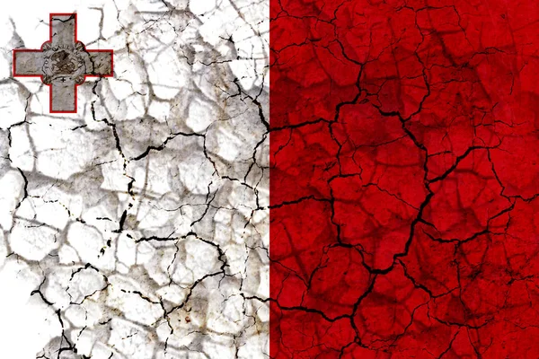 Symbol Vlajky Zemi Malta Namalované Popraskané Zdi Výstřední Pojmu Sucho — Stock fotografie