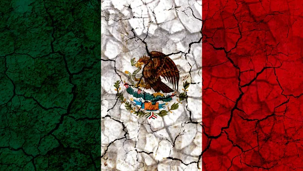 Mexico Paese Bandiera Simbolo Dipinto Muro Grungy Incrinato Concetto Siccità — Foto Stock