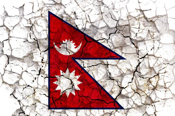 Nepal Land Flaggsymbol Målade Sprucken Grungy Vägg Begreppet Torka Umbäranden — Stockfoto