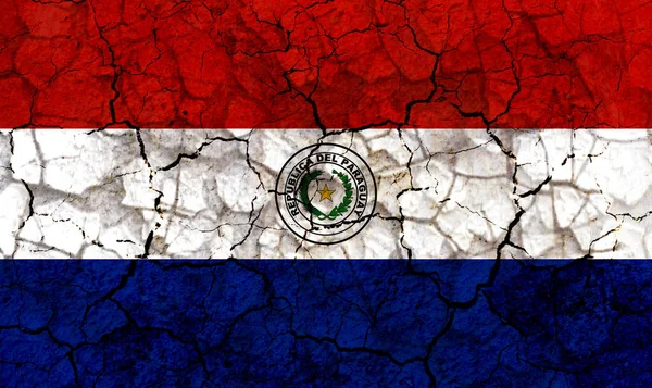 Symbol Vlajky Zemi Paraguay Namalované Popraskané Zdi Výstřední Pojmu Sucho — Stock fotografie