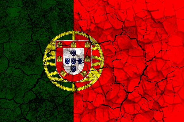 Símbolo Bandeira País Portugal Pintado Uma Parede Grungy Rachado Conceito — Fotografia de Stock