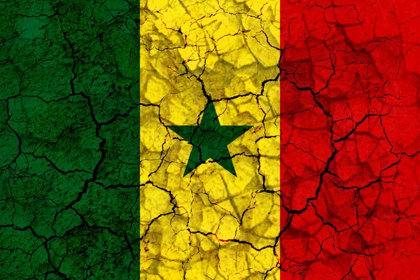 Símbolo Bandera Del País Senegal Pintado Una Pared Gruesa Agrietada —  Fotos de Stock