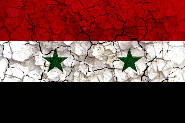 Syrien Landet Flaggsymbol Målade Sprucken Grungy Vägg Begreppet Torka Umbäranden — Stockfoto